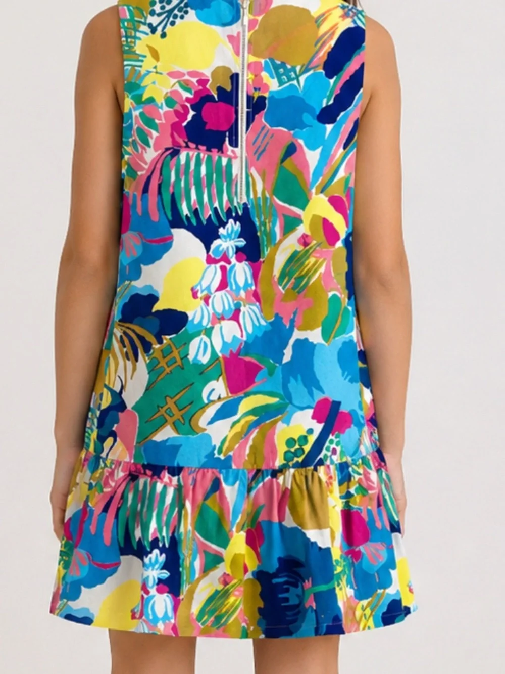 Crewcuts Bright Blue & Multi Floral Tiered Sundress
